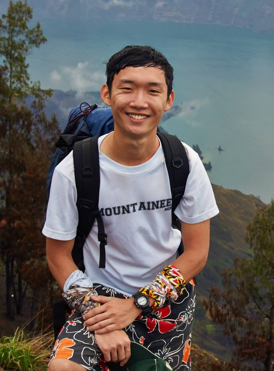 portrait of Chee Hwa Tang at Mount Rinjani.